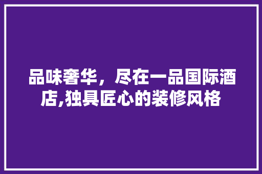 品味奢华，尽在一品国际酒店,独具匠心的装修风格