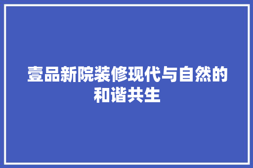 壹品新院装修现代与自然的和谐共生