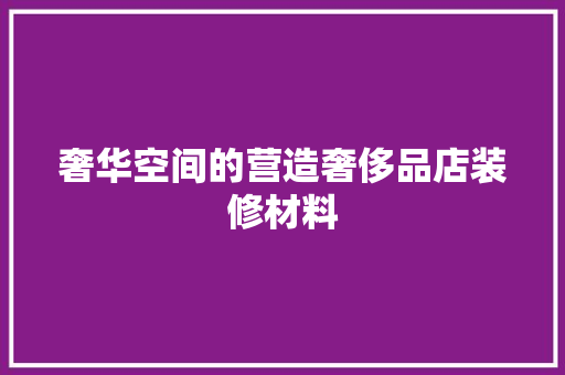 奢华空间的营造奢侈品店装修材料