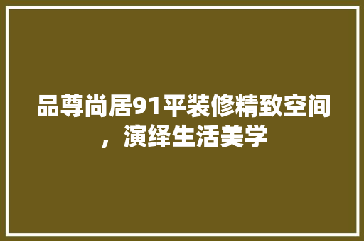 品尊尚居91平装修精致空间，演绎生活美学