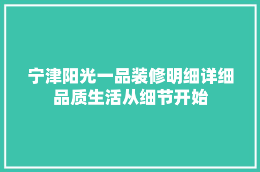 宁津阳光一品装修明细详细品质生活从细节开始
