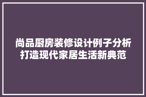 尚品厨房装修设计例子分析打造现代家居生活新典范