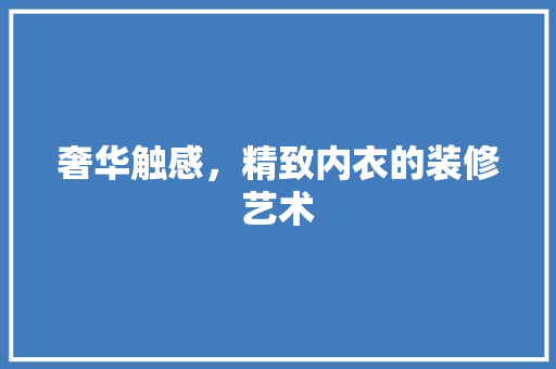 奢华触感，精致内衣的装修艺术