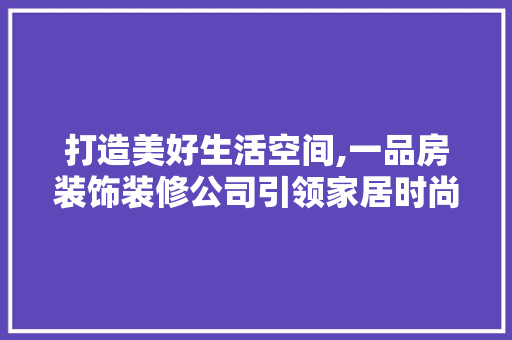 打造美好生活空间,一品房装饰装修公司引领家居时尚潮流