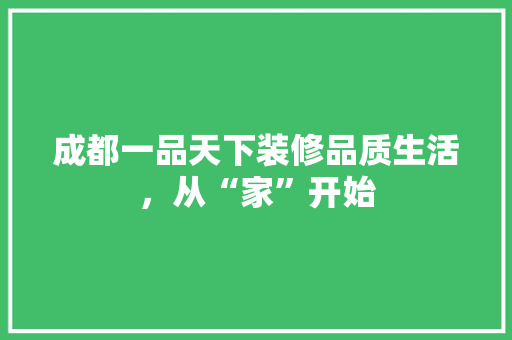 成都一品天下装修品质生活，从“家”开始