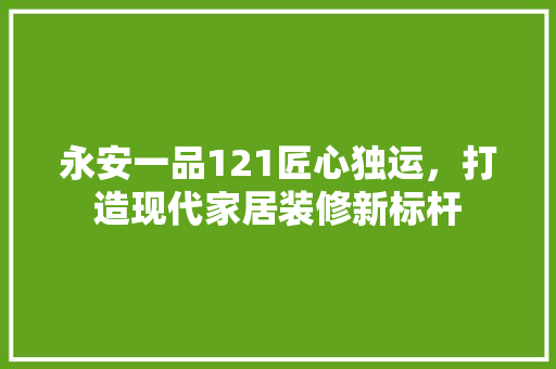 永安一品121匠心独运，打造现代家居装修新标杆