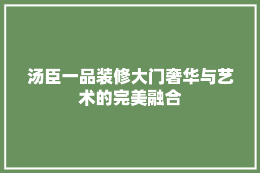汤臣一品装修大门奢华与艺术的完美融合