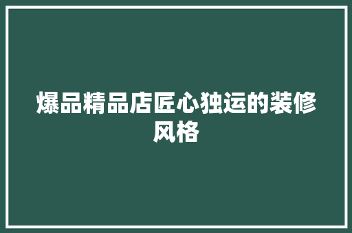 爆品精品店匠心独运的装修风格