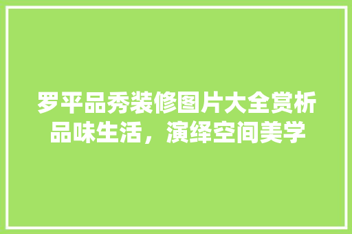 罗平品秀装修图片大全赏析品味生活，演绎空间美学