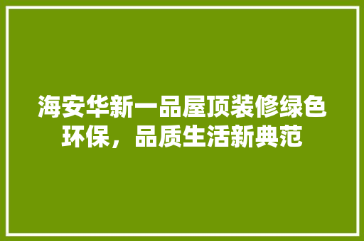 海安华新一品屋顶装修绿色环保，品质生活新典范