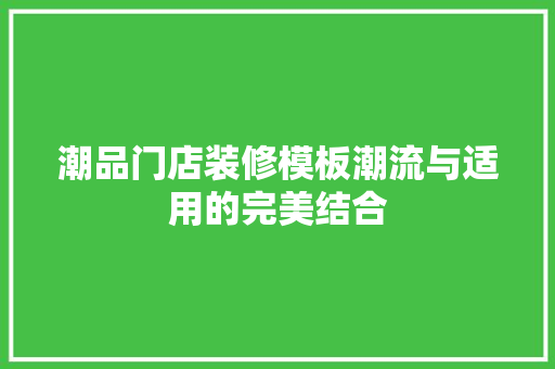 潮品门店装修模板潮流与适用的完美结合