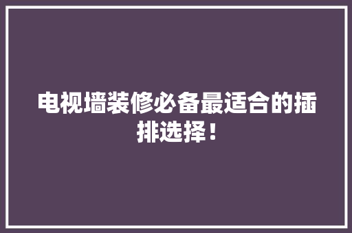 电视墙装修必备最适合的插排选择！