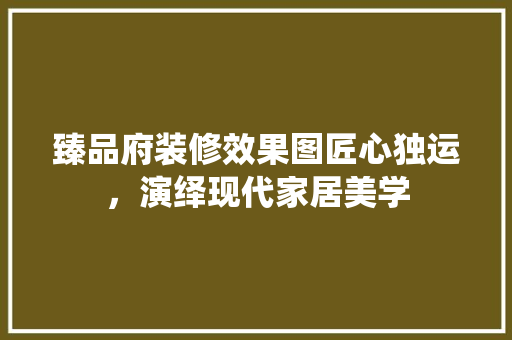 臻品府装修效果图匠心独运，演绎现代家居美学