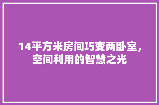 14平方米房间巧变两卧室，空间利用的智慧之光