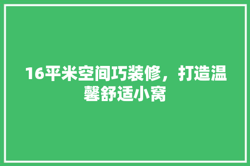 16平米空间巧装修，打造温馨舒适小窝