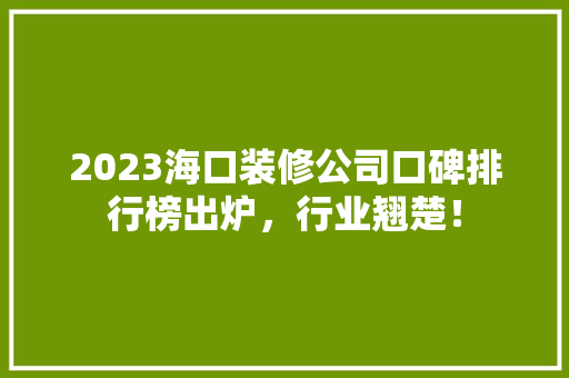 2023海口装修公司口碑排行榜出炉，行业翘楚！
