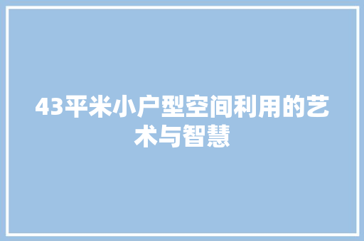 43平米小户型空间利用的艺术与智慧