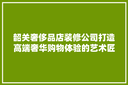 韶关奢侈品店装修公司打造高端奢华购物体验的艺术匠心