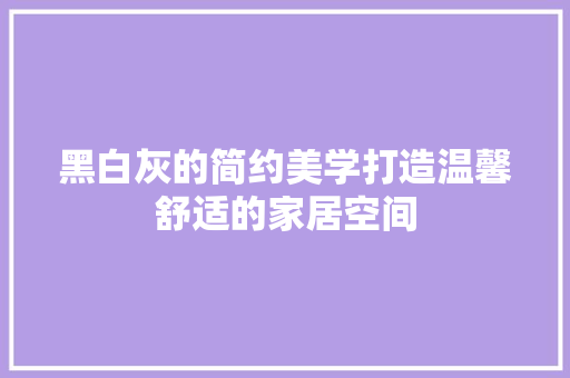 黑白灰的简约美学打造温馨舒适的家居空间