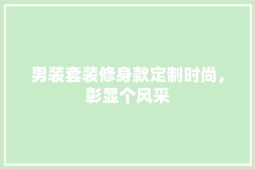 男装套装修身款定制时尚，彰显个风采