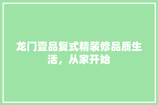 龙门壹品复式精装修品质生活，从家开始
