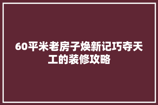 60平米老房子焕新记巧夺天工的装修攻略