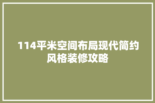114平米空间布局现代简约风格装修攻略