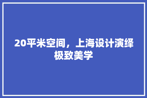 20平米空间，上海设计演绎极致美学