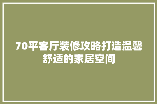 70平客厅装修攻略打造温馨舒适的家居空间