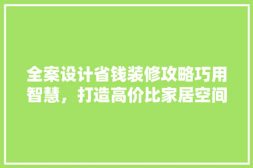 全案设计省钱装修攻略巧用智慧，打造高价比家居空间
