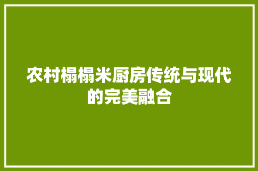 农村榻榻米厨房传统与现代的完美融合  第1张