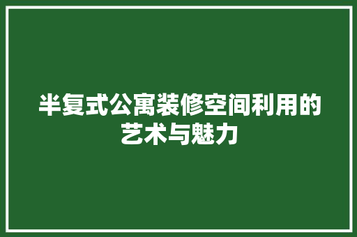 半复式公寓装修空间利用的艺术与魅力