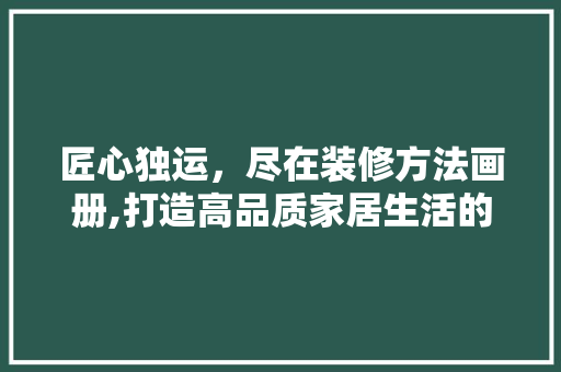 匠心独运，尽在装修方法画册,打造高品质家居生活的视觉盛宴