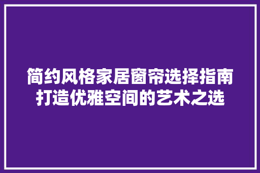 简约风格家居窗帘选择指南打造优雅空间的艺术之选