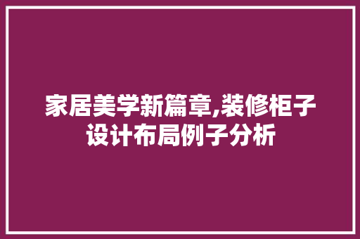 家居美学新篇章,装修柜子设计布局例子分析