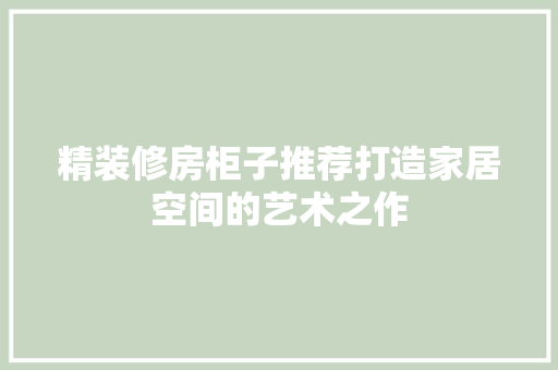 精装修房柜子推荐打造家居空间的艺术之作