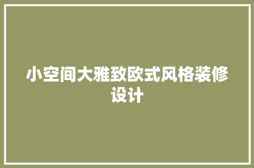 小空间大雅致欧式风格装修设计