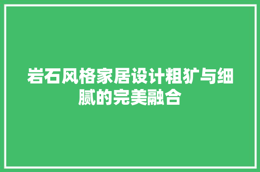 岩石风格家居设计粗犷与细腻的完美融合