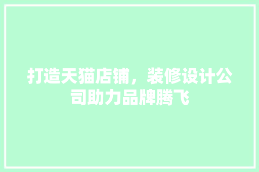 打造天猫店铺，装修设计公司助力品牌腾飞