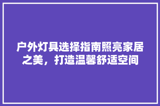 户外灯具选择指南照亮家居之美，打造温馨舒适空间