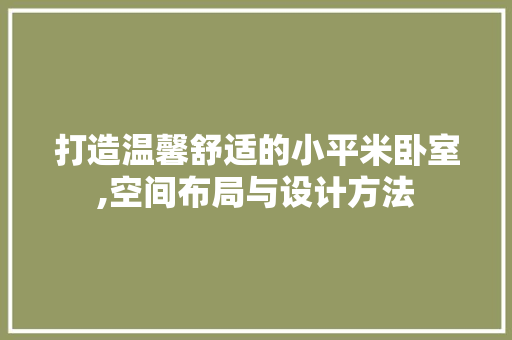 打造温馨舒适的小平米卧室,空间布局与设计方法