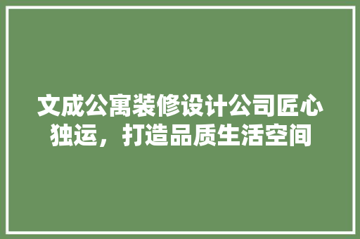 文成公寓装修设计公司匠心独运，打造品质生活空间