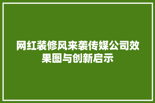 网红装修风来袭传媒公司效果图与创新启示