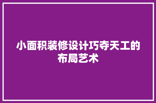 小面积装修设计巧夺天工的布局艺术