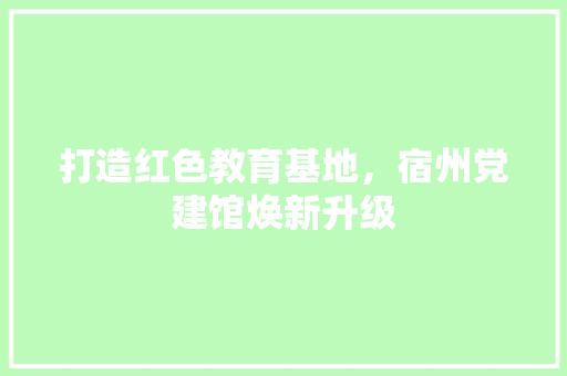 打造红色教育基地，宿州党建馆焕新升级