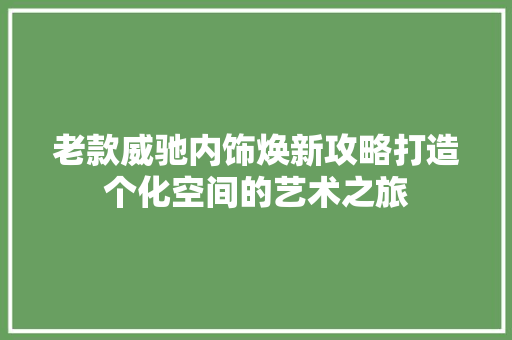老款威驰内饰焕新攻略打造个化空间的艺术之旅