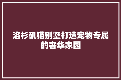 洛杉矶猫别墅打造宠物专属的奢华家园