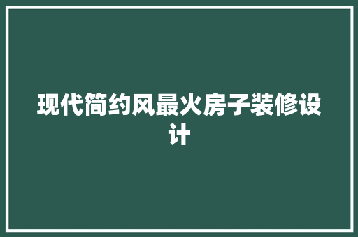 现代简约风最火房子装修设计