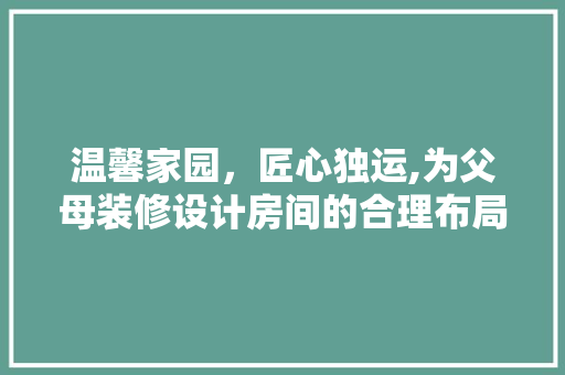 温馨家园，匠心独运,为父母装修设计房间的合理布局之路