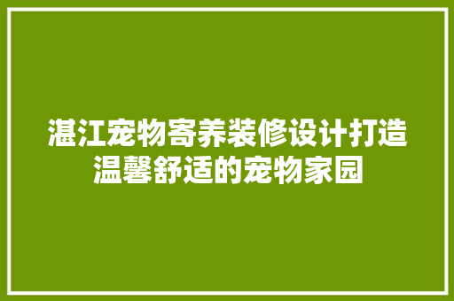 湛江宠物寄养装修设计打造温馨舒适的宠物家园